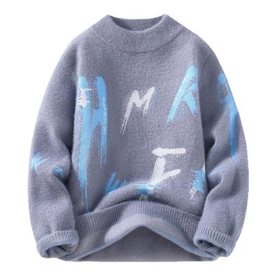 毛衣男加绒加厚青少年线衣2025新款冬季保暖高中学生针织打底衫潮