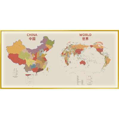 QICHO客厅世界中国地图装饰画