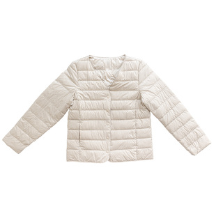 JENUNIQUE定制90白鸭绒基本款修身v领白色女士轻羽绒内胆冬装