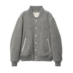 Dunst2025冬季新品中性风宽松休闲经典羊毛棒球夹克外套UDJU5D124