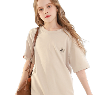 迪士尼女童短袖t恤夏装新款大童上衣儿童半袖青少年女孩好看衣服