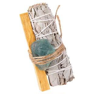 天然加州白鼠尾草秘鲁圣木条水晶原石香薰套装瑜伽冥想室内净化