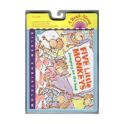 【微瑕】【附音频CD】五只小猴子在床上蹦蹦跳 英文原版绘本Five Little Monkeys Jumping on the Bed廖彩杏书单故事书 英语书籍