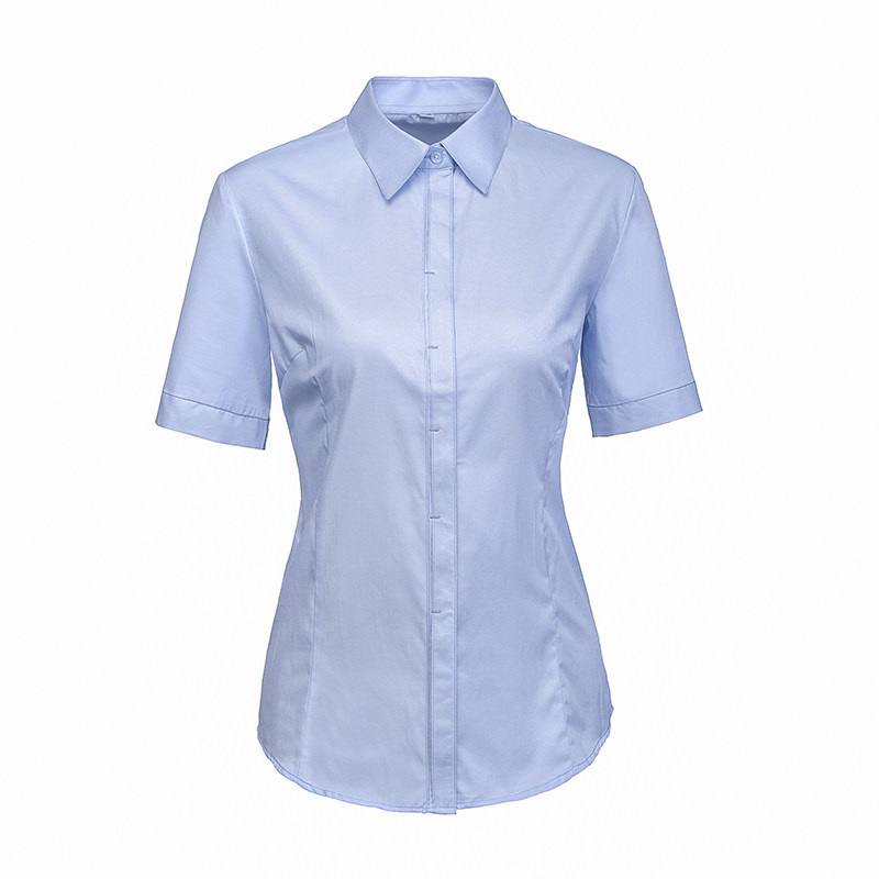 扬诚农行工作服女衬衫蓝粉色夏季