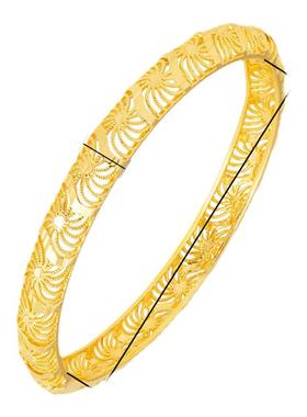 古法沙金镂空雕花丝卡扣手镯