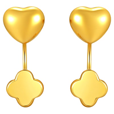 潮宏基至简黄18k金耳钉耳饰