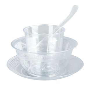 过年食品级航空一次性餐具四件套碗筷套装加厚硬塑料可降解饭店