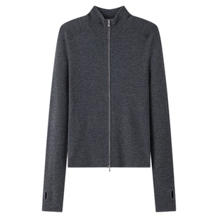 JCLP金纯良品 澳洲美丽诺羊毛修身显瘦高领拉链套手指打底针织衫