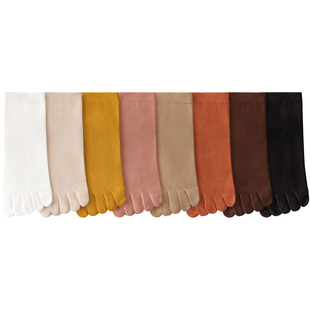 袜子女春秋季五指袜夏季薄款透气防臭吸汗中筒棉袜分趾五趾袜黑白