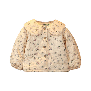 女童棉服外套冬装2026新款宝宝加绒加厚保暖棉袄儿童纯棉碎花上衣