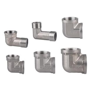 不锈钢弯头4分90度弯管内丝外牙6分1寸直角等径异径水管接头配件