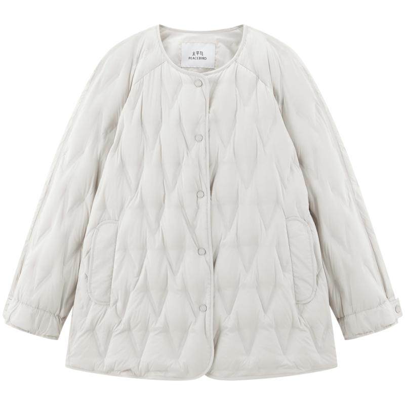 【商场同款】太平鸟无领短款特殊绗缝线轻薄羽绒服女A1ACF422J