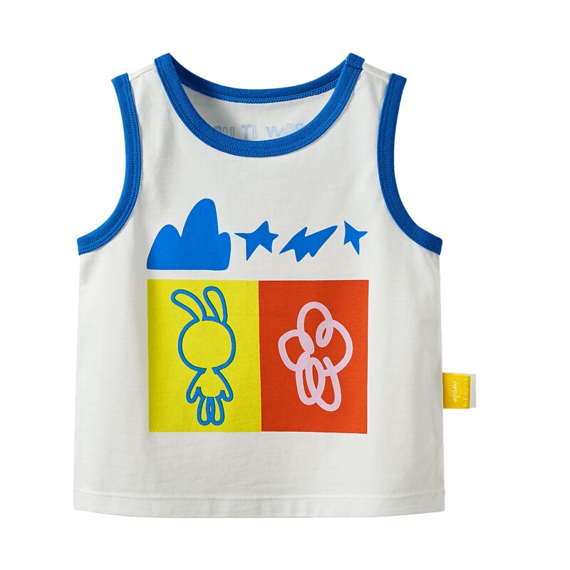 woobaby儿童背心2022夏装男童女童冰氧吧薄款无袖上衣babycare