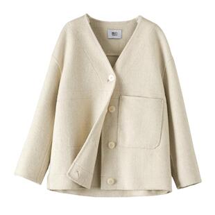 晚白2025年冬新款气质通勤上衣优雅大方短款毛呢羊毛大衣外套女