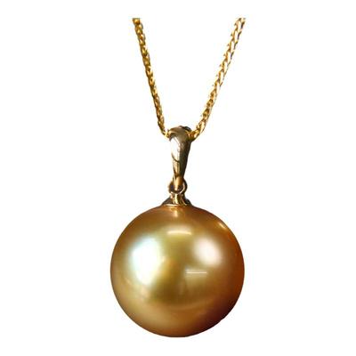 『富贵浓金』南洋金珠吊坠8-13mm天然浓金海水单颗珍珠项链18k金