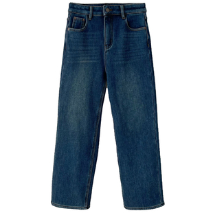 四面弹高腰显瘦烟管裤加厚加绒直筒牛仔裤女冬季2025新款裤子秋冬