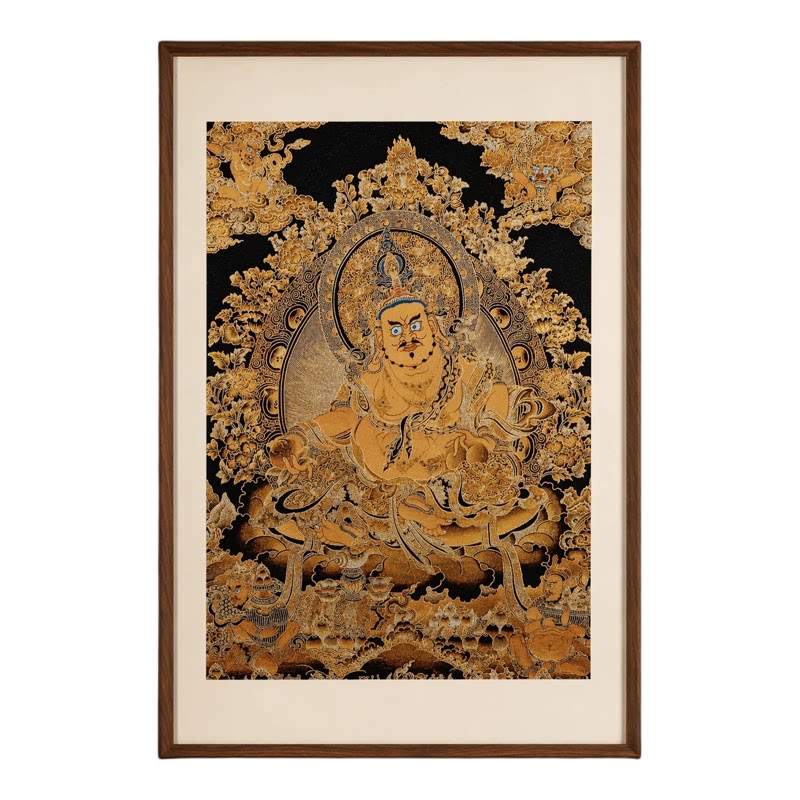 黄财神，藏式唐卡刺绣装饰画