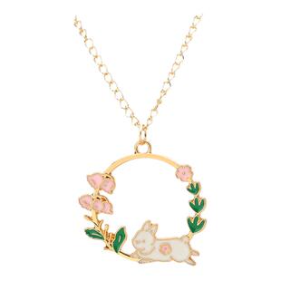 ins复古儿童动物项链六人合金挂件镂空吊坠男女学生礼物卡通配饰