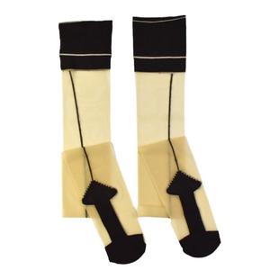 店主实拍复古欧美中缝后竖线金字塔跟定脚型撞色弹性虾线长筒丝袜