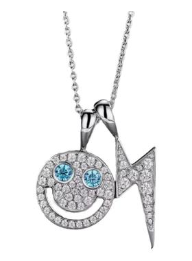 莫桑石闪电笑脸两带简约项链