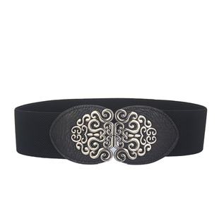 新款女款百搭松紧装饰宽腰封配羽绒服连衣裙腰带简约弹力宽腰封女