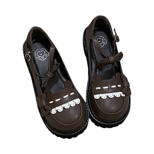 萌卡酱lolita原创波波熊lo鞋可爱洛丽塔单鞋jk鞋子平底制服小皮鞋