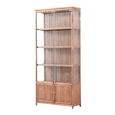 老榆木免漆茶叶架现货玻璃展示柜