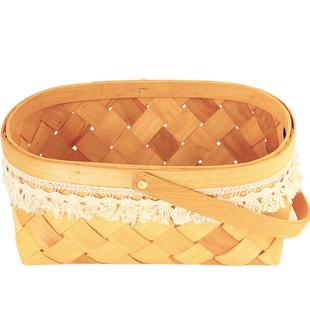 野餐篮小提篮竹编篮子收纳筐藤编圆形厨房编织水果鸡蛋姜蒜收纳盒