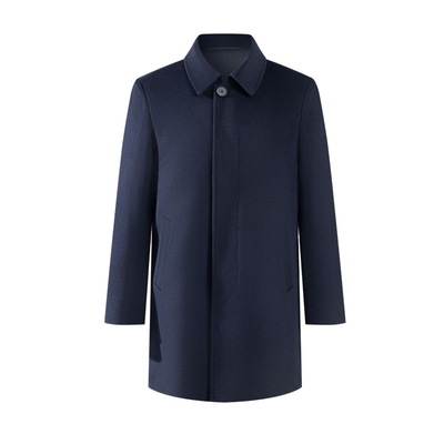 【纯山羊绒商务大衣】男士翻领侧插兜羊绒大衣中长款秋冬保暖外套