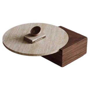 洞石茶几组合中古风异型客厅家用设计师轻奢创意茶几大理石小茶桌