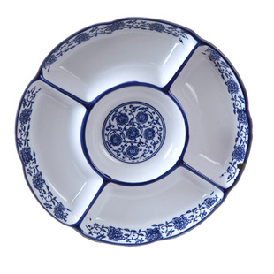 青花瓷五果异形盘陶瓷碟子不规则水果盘拼盘点心盘糖果盘调料盘