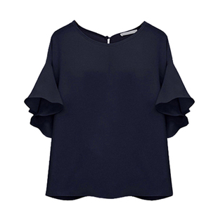 女大码纯色甜美衬衫Sweet short sleeve fashion shirt in summer