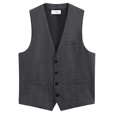 ZIOZIA秋季灰白交织的小千鸟格面料商务马甲背心ZSV03804C