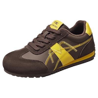 YRC薄底德训鞋女ins2025秋冬新款潮流轻便拼色软底圆头休闲板鞋