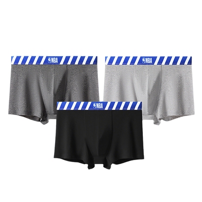 NBA官方正品条纹腰头印花抑菌男士内裤（3条装）