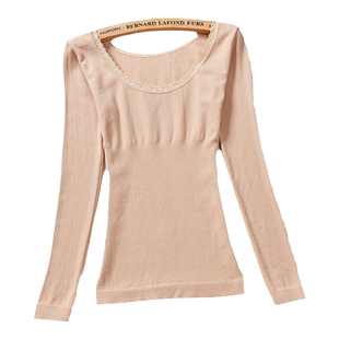 保暖内衣女毛圈薄绒上衣紧身无缝美体衣冬季低领内穿加厚打底秋衣