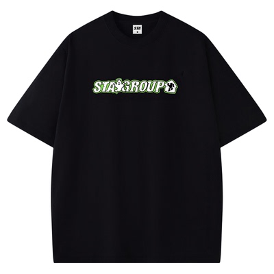 STA旗舰店新款小鬼光变短袖男女夏季美式潮牌重磅宽松情侣黑色T恤