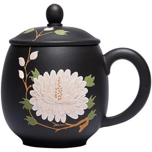 宜兴紫砂杯变色牡丹手工正品茶具高端办公室喝茶泡茶杯男女士杯子