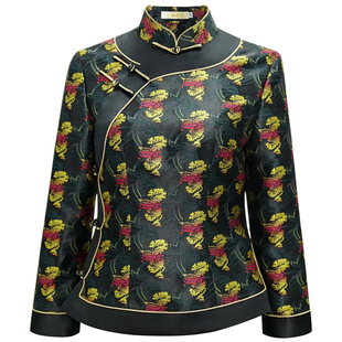 华族经典夹棉旗袍上衣全开襟加厚中国风中式茶艺服唐装女冬棉袄