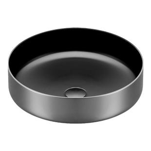 圣雪 台上盆圆形洗手盆黑色不锈钢洗漱面盆卫生间洗脸盆金色台盆