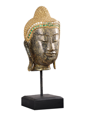 东南亚慈悲佛头佛首佛像禅意摆件