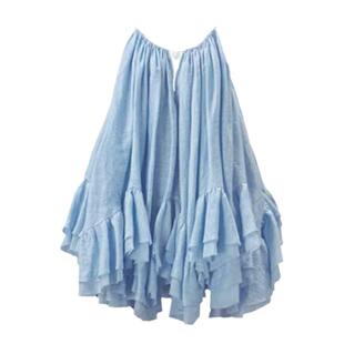 古力娜扎同款度假风蓝色吊带连衣裙女法式甜美荷叶边蛋糕蓬蓬短裙