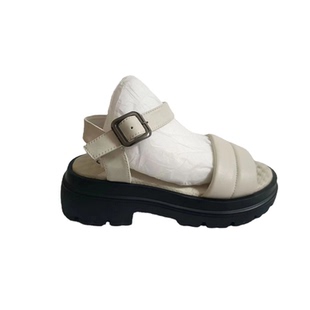 36码右脚单脚鞋一字式扣带时装凉鞋残疾人后绊带凉鞋真皮露趾拖鞋