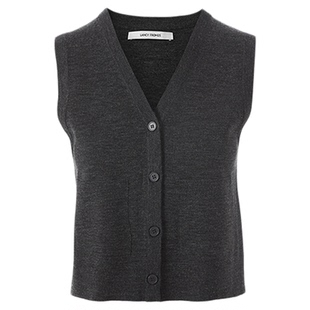 朗姿25针织v领马甲开衫通勤别致高级感气质无袖上衣春秋新款