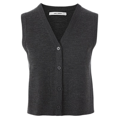 朗姿针织v领马甲开衫通勤别致高级感气质无袖上衣2025年秋季新款