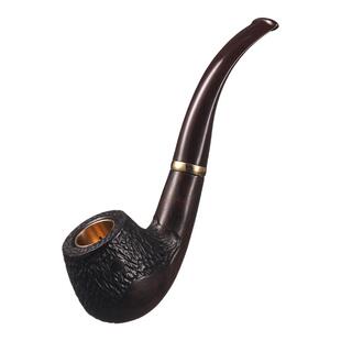 合旺实木三用烟斗手工过滤黑檀木烟丝专用男士老式旱烟袋铜锅烟斗