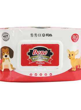 Dono宠物专用湿巾纸狗用消毒猫咪幼犬杀菌除臭清洁去泪痕纸巾泰迪