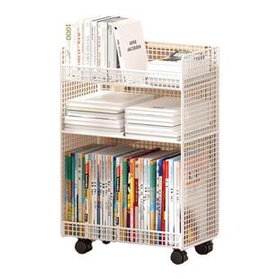 桌下置物架落地书桌旁小书架可移动学生教室书本办公桌边收纳滑轮