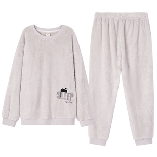 RoseTree珊瑚绒睡衣男款冬季日系宽松套头法兰绒家居服套装可外穿