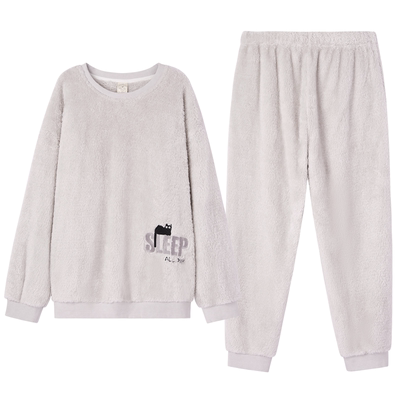 RoseTree珊瑚绒睡衣男款冬季日系宽松套头法兰绒家居服套装可外穿